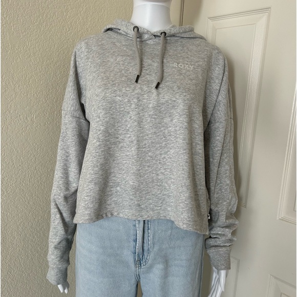 Roxy heather gray Soft Pullover Boxy Long Sleeve Hoodie Sweater Size Large - Picture 2 of 11
